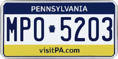 PA license plate MPO5203