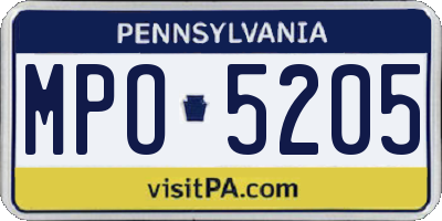 PA license plate MPO5205