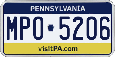 PA license plate MPO5206
