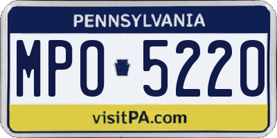 PA license plate MPO5220