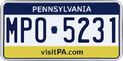 PA license plate MPO5231