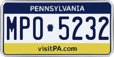 PA license plate MPO5232