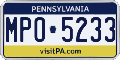 PA license plate MPO5233