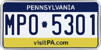 PA license plate MPO5301