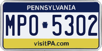 PA license plate MPO5302