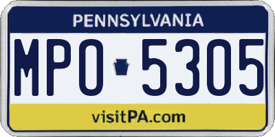 PA license plate MPO5305