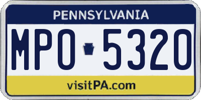 PA license plate MPO5320
