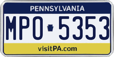 PA license plate MPO5353