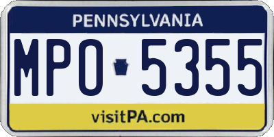 PA license plate MPO5355