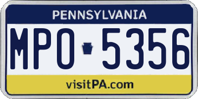 PA license plate MPO5356