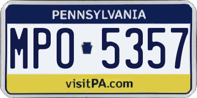 PA license plate MPO5357