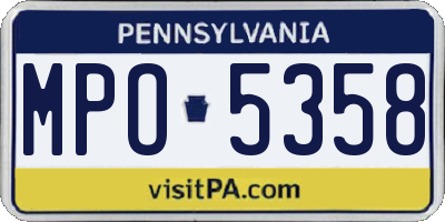 PA license plate MPO5358