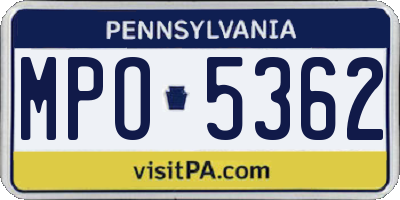 PA license plate MPO5362