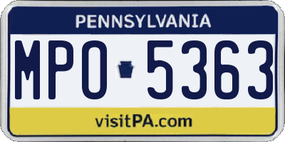 PA license plate MPO5363