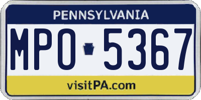 PA license plate MPO5367
