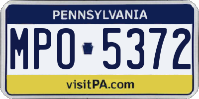PA license plate MPO5372