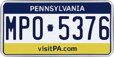 PA license plate MPO5376