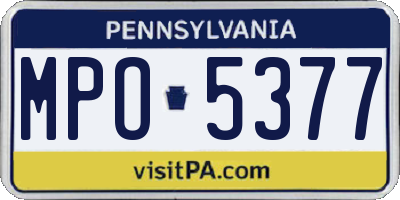 PA license plate MPO5377