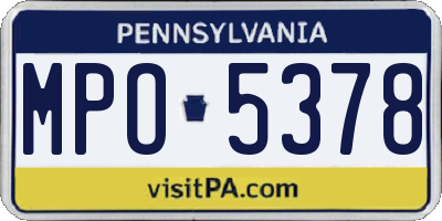 PA license plate MPO5378