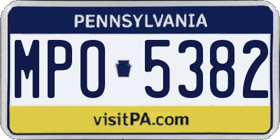 PA license plate MPO5382