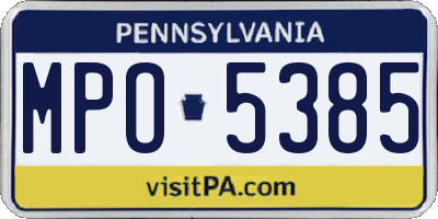 PA license plate MPO5385