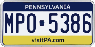 PA license plate MPO5386