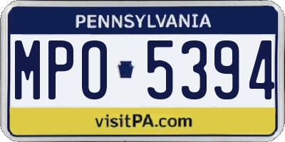 PA license plate MPO5394