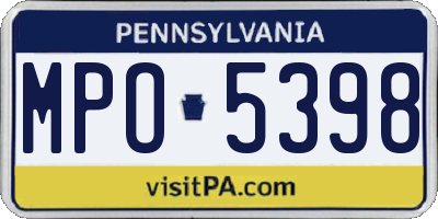 PA license plate MPO5398