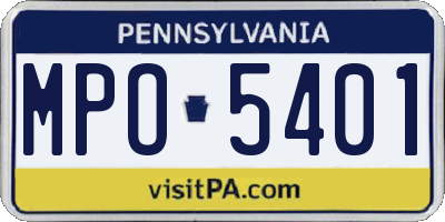 PA license plate MPO5401