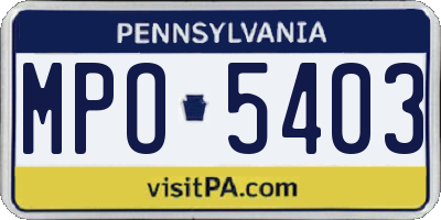 PA license plate MPO5403