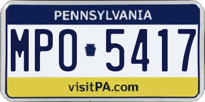 PA license plate MPO5417