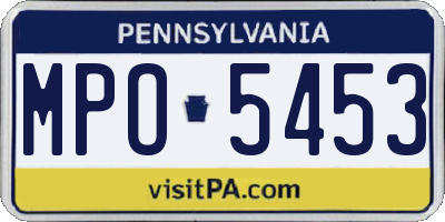 PA license plate MPO5453