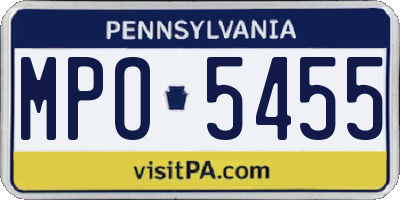 PA license plate MPO5455