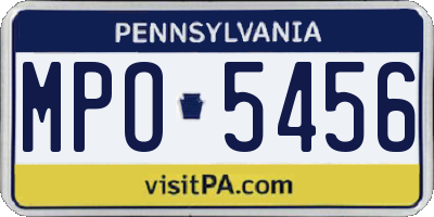 PA license plate MPO5456