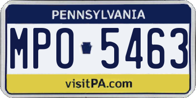 PA license plate MPO5463