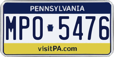 PA license plate MPO5476