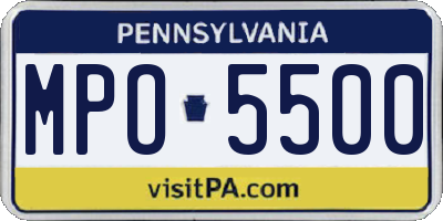 PA license plate MPO5500