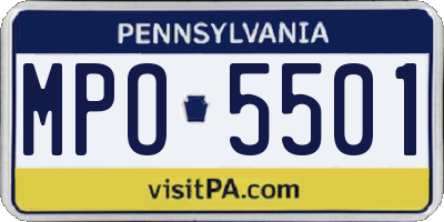 PA license plate MPO5501