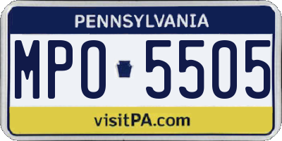 PA license plate MPO5505
