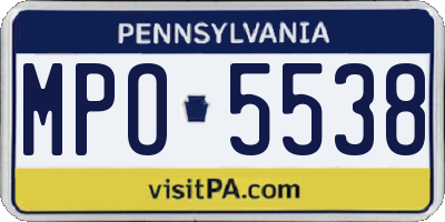 PA license plate MPO5538