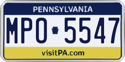 PA license plate MPO5547