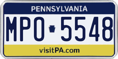 PA license plate MPO5548