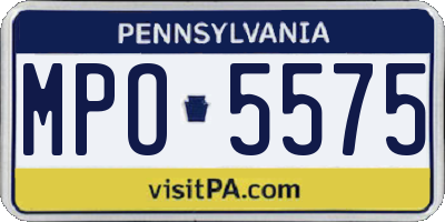 PA license plate MPO5575