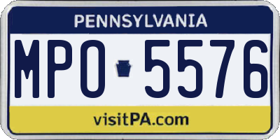 PA license plate MPO5576
