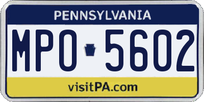 PA license plate MPO5602