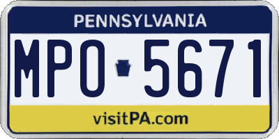 PA license plate MPO5671