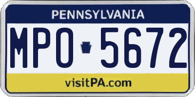 PA license plate MPO5672