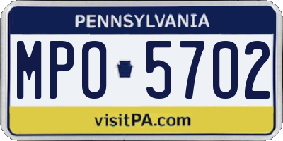 PA license plate MPO5702