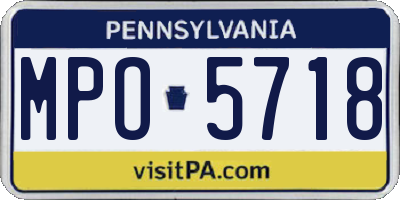 PA license plate MPO5718
