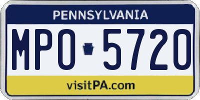 PA license plate MPO5720